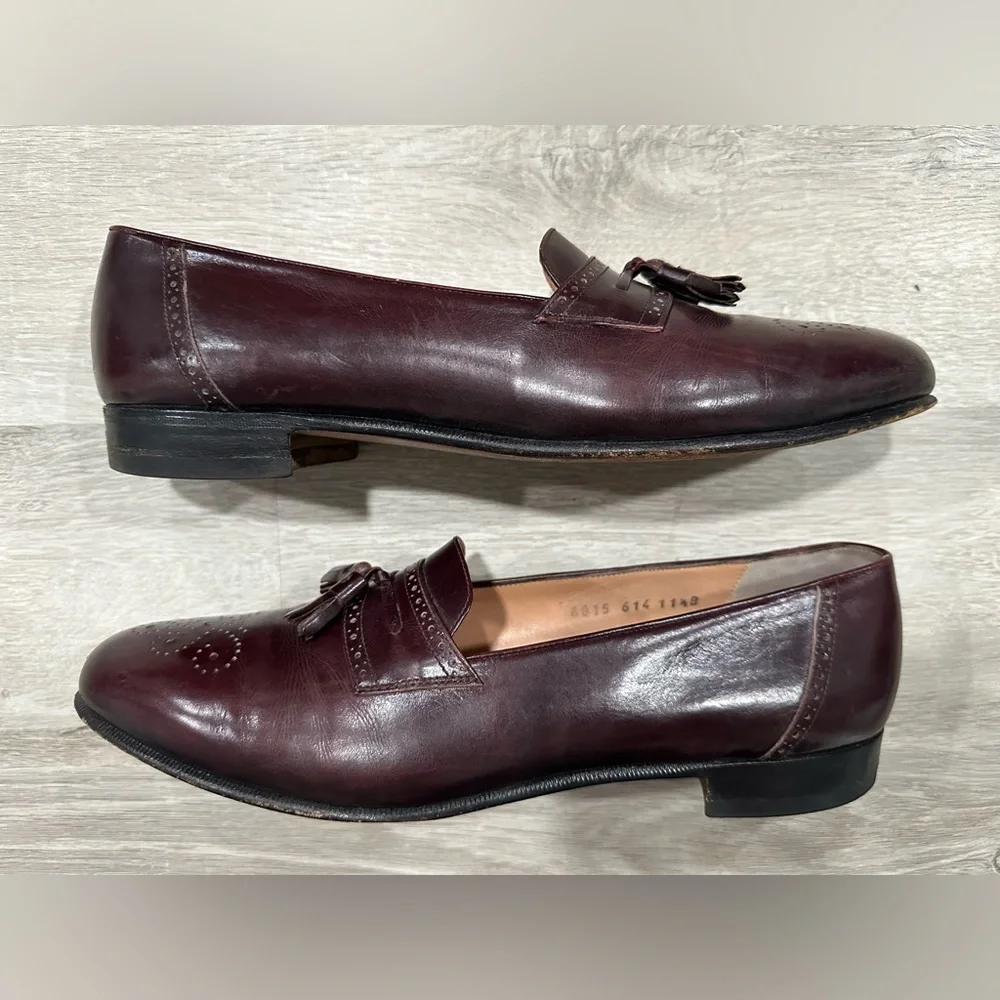 Salvatore Ferragamo Men's Tassel Loafers Dark Burgundy Leather